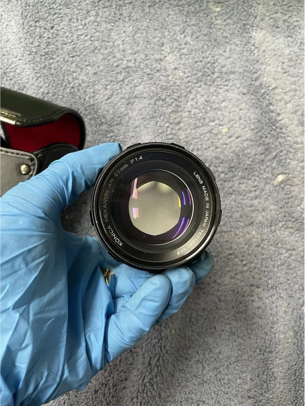 Konica 57mm f/1.4 Hexanon EE AR Mount Camera Lens With Case